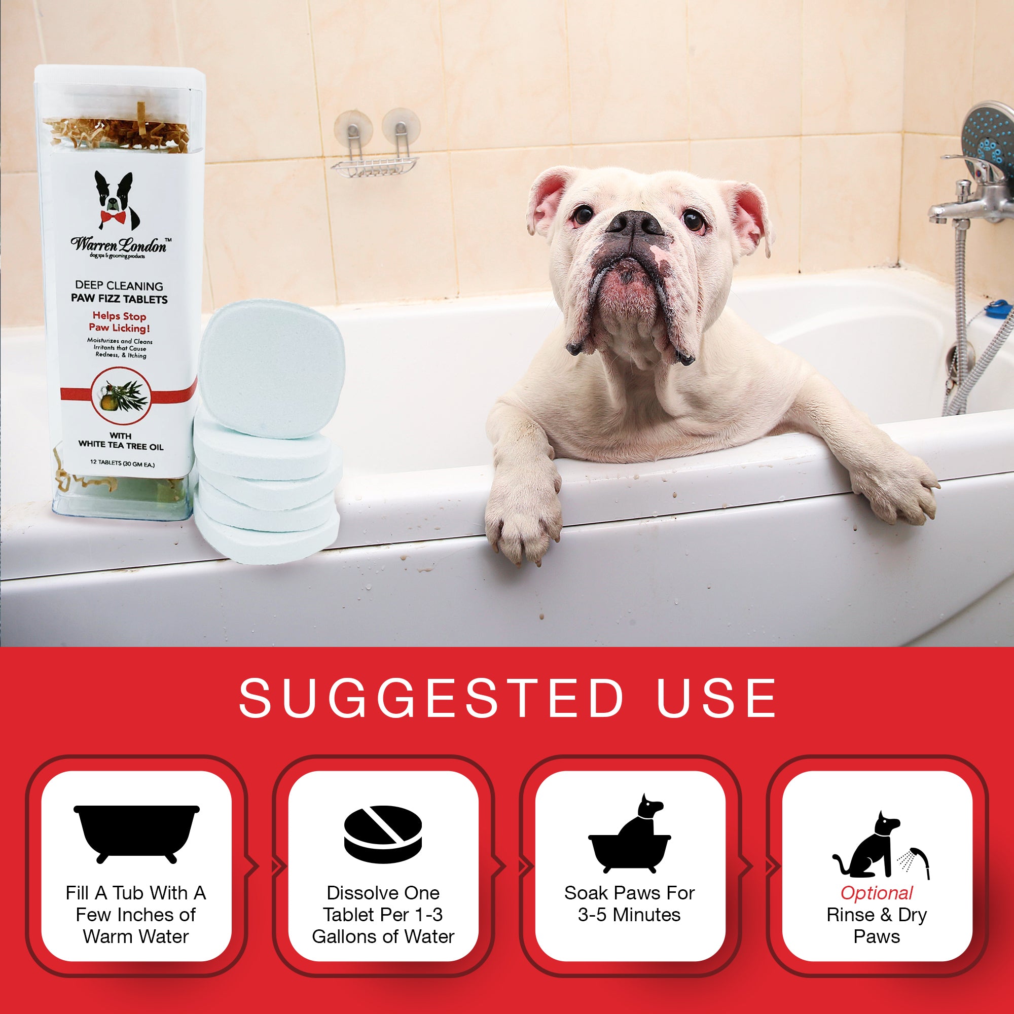 Deep Cleaning Paw Fizz Tablets - Soothes Itchy, Irritated Paws
