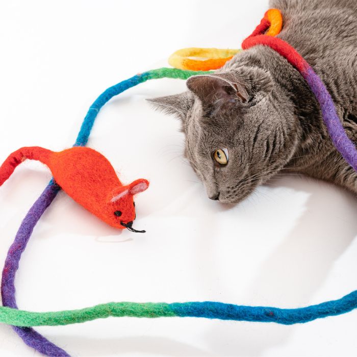 Catch a Mouse by the Tail - Wool Cat Toy